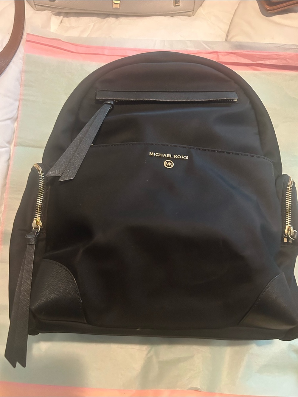Michael Kors Black Backpack with Gold Hardware